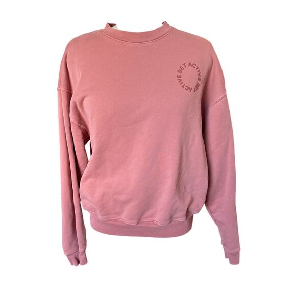 SET Active Tops - Set Active Crewneck Cotton Sweatshirt in Dusty Rose Size Small